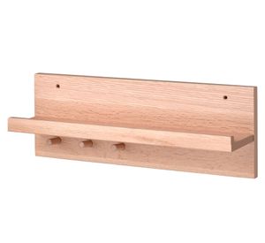 Repisa pared 3 Ganchos natural 11x42x15 cm
