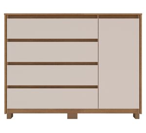 Cómoda Coímbra café/beige 4 cajones 1 puerta