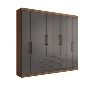 Clóset 8 puertas 6 cajones Master jatoba/grafito 217.6x238.8x46.3 cm
