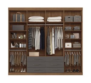 Clóset 8 puertas 6 cajones Master jatoba/grafito 217.6x238.8x46.3 cm