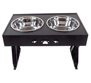 Comedero bebedero ajustable para mascotas 7x20x30 cm negro