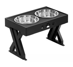 Comedero bebedero ajustable para mascotas 7x20x30 cm negro