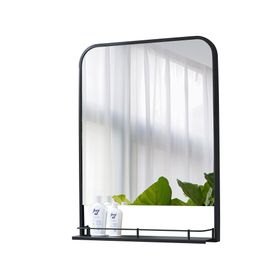 Espejo con repisa negro 70x50 cm