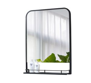 Espejo con repisa negro 70x50 cm