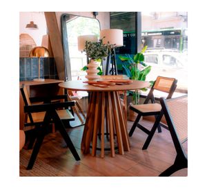 Mesa redonda comedor 110x77 cm café