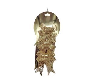 Moño brillo dorado 3 Piezas