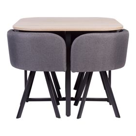 Comedor 4 sillas gris 73x90x90 cm