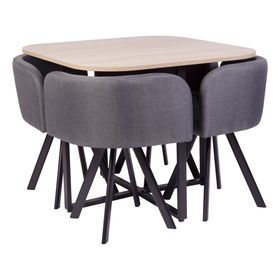 Comedor 4 sillas gris 73x90x90 cm