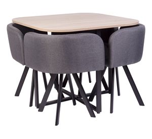 Comedor 4 sillas gris 73x90x90 cm