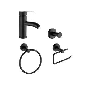 Accesorio baño negro 4 piezas