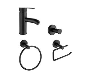 Accesorio baño negro 4 piezas