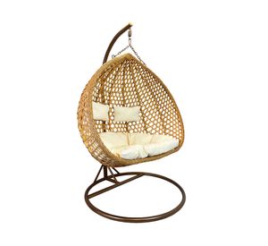 Silla colgante exterior Hawái XL caramelo + cojín marfil