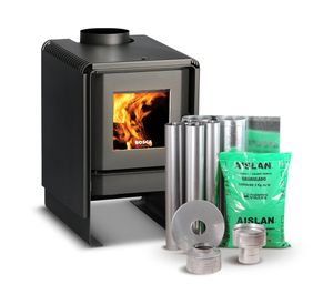 Estufa a leña Eco 350 7.3 kW + kit de instalación