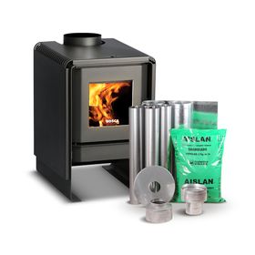 Estufa a leña Eco 380 10 kW + kit de instalación