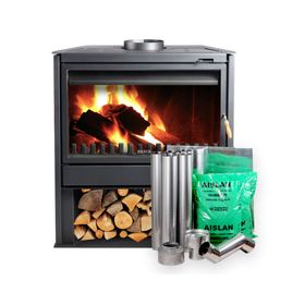 Chimenea a leña 850 FS 27 kW + kit de instalación