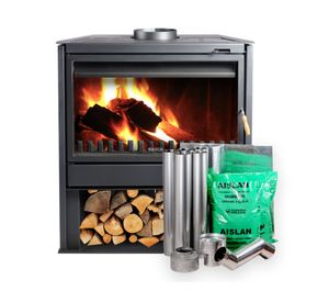 Chimenea a leña 850 FS 27 kW + kit de instalación