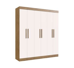 Clóset 6 puertas New Xangai nuez/beige 200x180x47 cm