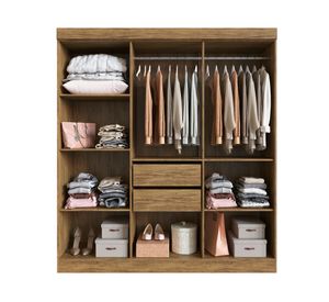 Clóset 6 puertas New Xangai nuez/beige 200x180x47 cm