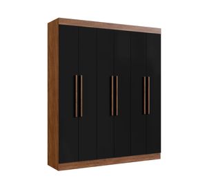 Clóset 6 puertas New York castaño/negro 217x180x47 cm