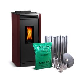 Estufa a Pellet Black visión 9.1 kW burdeo + kit de instalación