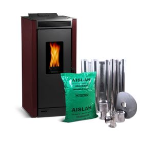 Estufa a Pellet Black visión 9.1 kW burdeo + kit de instalación