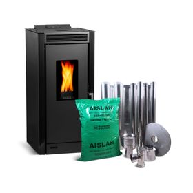 Estufa a Pellet Black visión 9.1 kW negro + kit de instalación