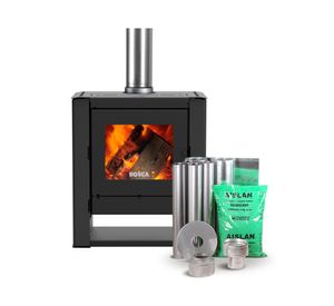 Estufa a leña Gold 500 12.2 kW charcoal + kit de instalación