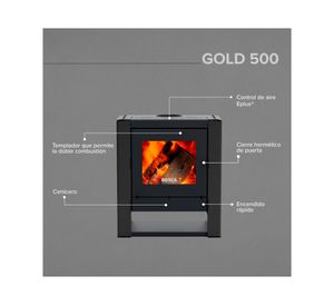 Estufa a leña Gold 500 12.2 kW charcoal + kit de instalación