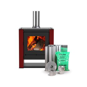 Estufa a leña Gold 500 12.2 kW burdeo + kit de instalación