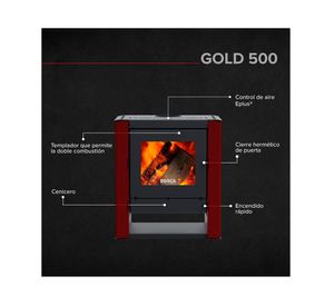 Estufa a leña Gold 500 12.2 kW burdeo + kit de instalación