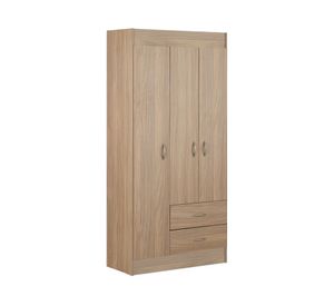 Clóset 3 puertas 2 cajones nogal 175x81x39.2 cm