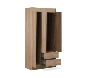 Clóset 3 puertas 2 cajones nogal 175x81x39.2 cm