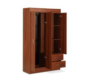 Clóset 4 puertas 2 cajones cerezo 175x102x39.2 cm