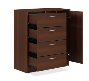 Cómoda 4 cajones 1 puerta chocolate 97x86x40 cm