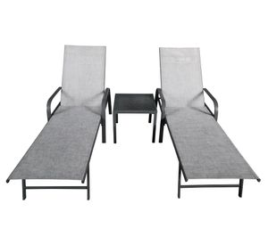 Juego 2 reposeras + mesa terraza gris