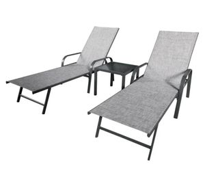 Juego 2 reposeras + mesa terraza gris