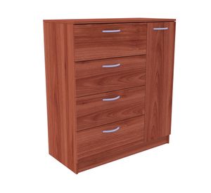 Cómoda 4 cajones 1 puerta cerezo 97x86x40 cm