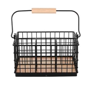 Porta cubiertos madera/negro