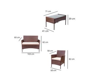 Juego comedor terraza ratán 4 personas