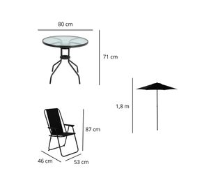 Juegos de comedor terraza 4 personas + sombrilla