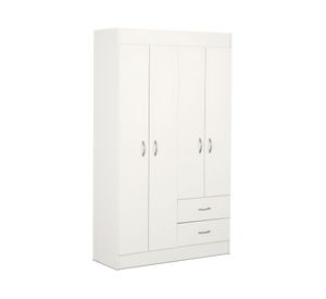 Clóset 4 puertas 2 cajones blanco 175x102x39.2 cm