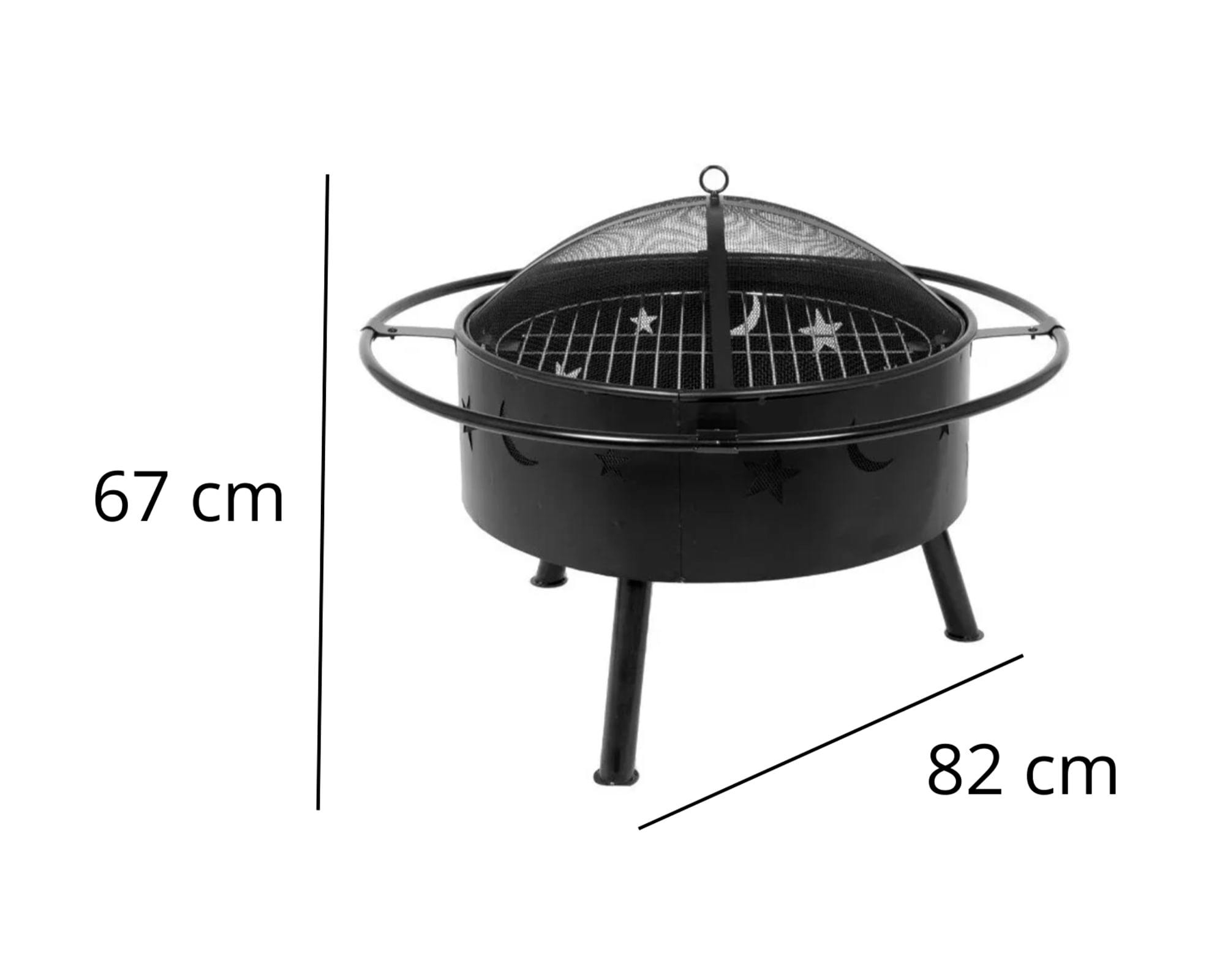 Brasero metal a leña tapa negro | Easy.cl