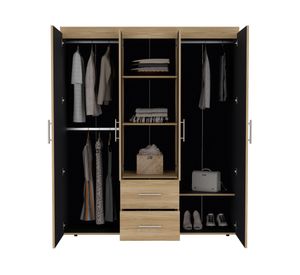 Clóset 4 puertas Bariloche fresno europeo/wengué 177.9x150.3x50.4 cm