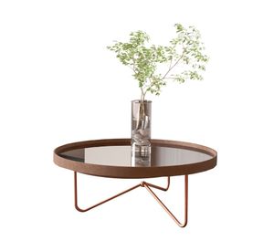 Mesa de centro redonda Espejo bronce