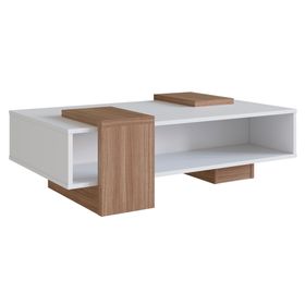 Mesa de centro rectangular B93 blanco/castaño