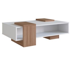 Mesa de centro rectangular B93 blanco/castaño