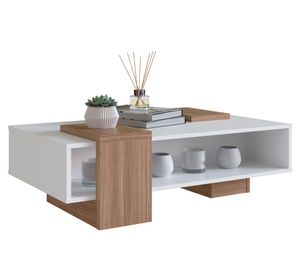 Mesa de centro rectangular B93 blanco/castaño
