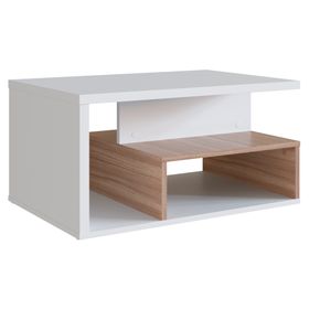 Mesa de centro rectangular B92 blanco/castaño
