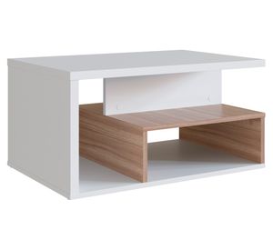 Mesa de centro rectangular B92 blanco/castaño