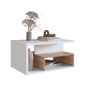 Mesa de centro rectangular B92 blanco/castaño